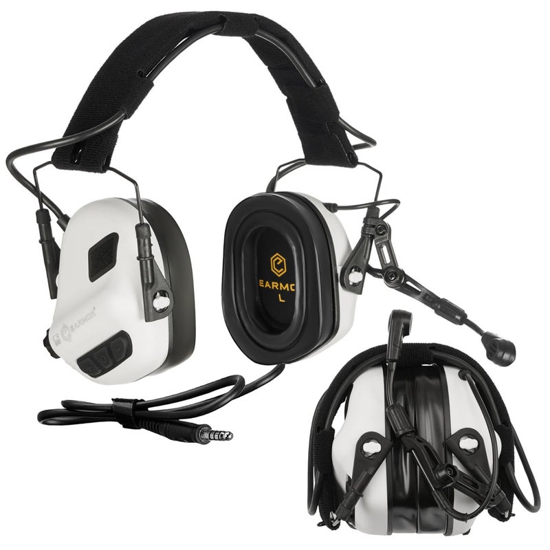 EARMOR M32 PLUS Tactical Headset for Helmet - Noise Canceling Headphones with mic for Shooting & Hunting Earmuffs, Nato TP120 Jacket, White - Image 1
